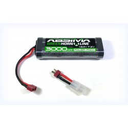 Greenhorn NiMH Stick Pack 7.2V 3000 (T-Plug + adattatore Tamiya)