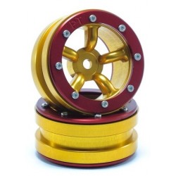 Cerchi Beadlock PT-Safari Gold / Red 1.9 (2 pezzi)