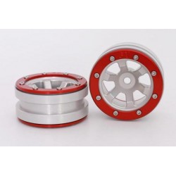 Cerchi Beadlock Wheels PT- Claw Silver / Red 1.9 (2 pezzi)
