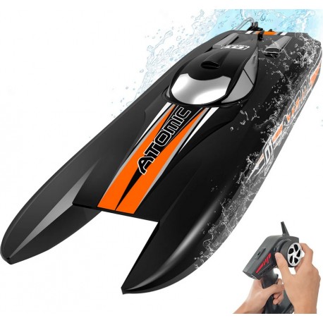 Volantex RC Atomic Brushless Catamarano RC da regata ad alta velocità 40mph Fast ABS Unibody Scafo - 792-6R RTR nero