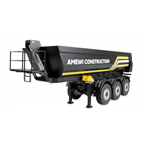 Semirimorchio a tre assi con cassone ribaltabile in metallo 1:14 argento